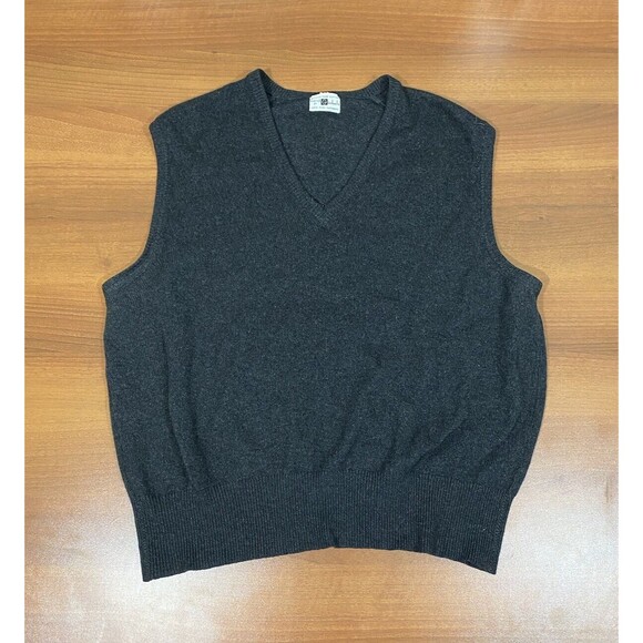 Vintage Gimbels Sweater Vest Men’s Size L 100% Cashmere Charcoal Gray Scotland - Picture 2 of 7